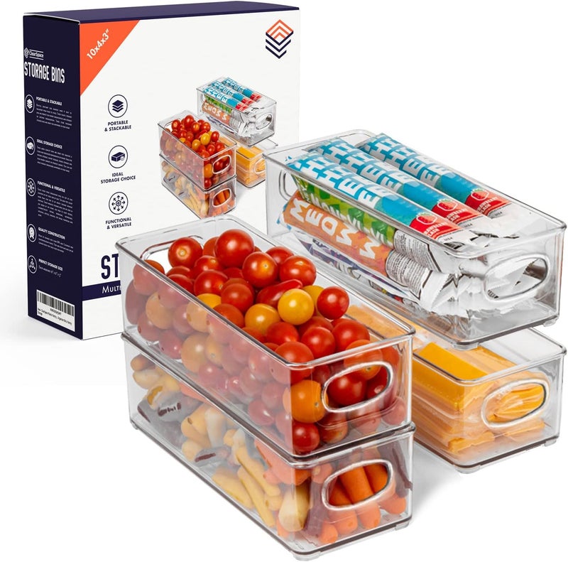 ClearSpace Plastic Pantry Organization and Food Storage Bin – Great Kitchen Storage – Fridge Organizer Bins – 4 Pack - Image 1